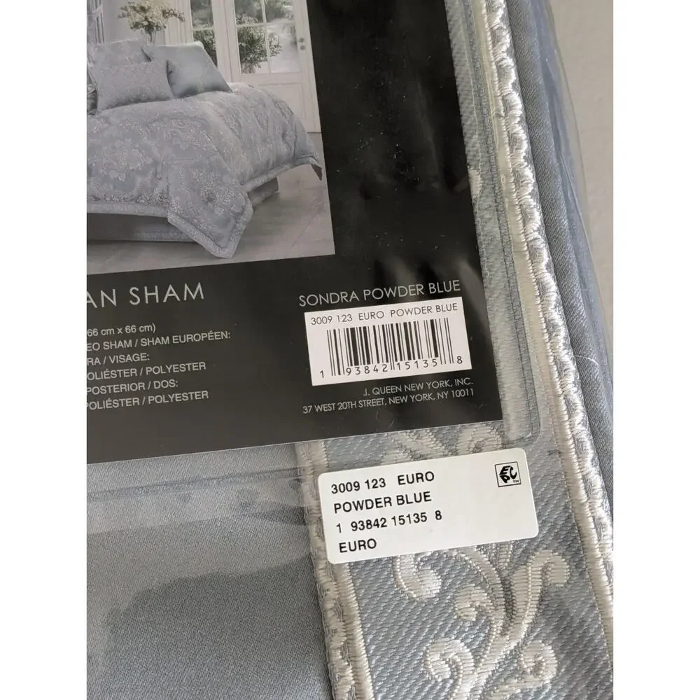 J Queen New York Sondra Powder Blue Euro Sham New 26x26 Square Cover $84